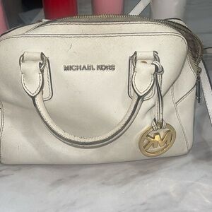 MICHAEL Michael Kors White Leather Cindy Dome Satchel. Needs some cleaning.
